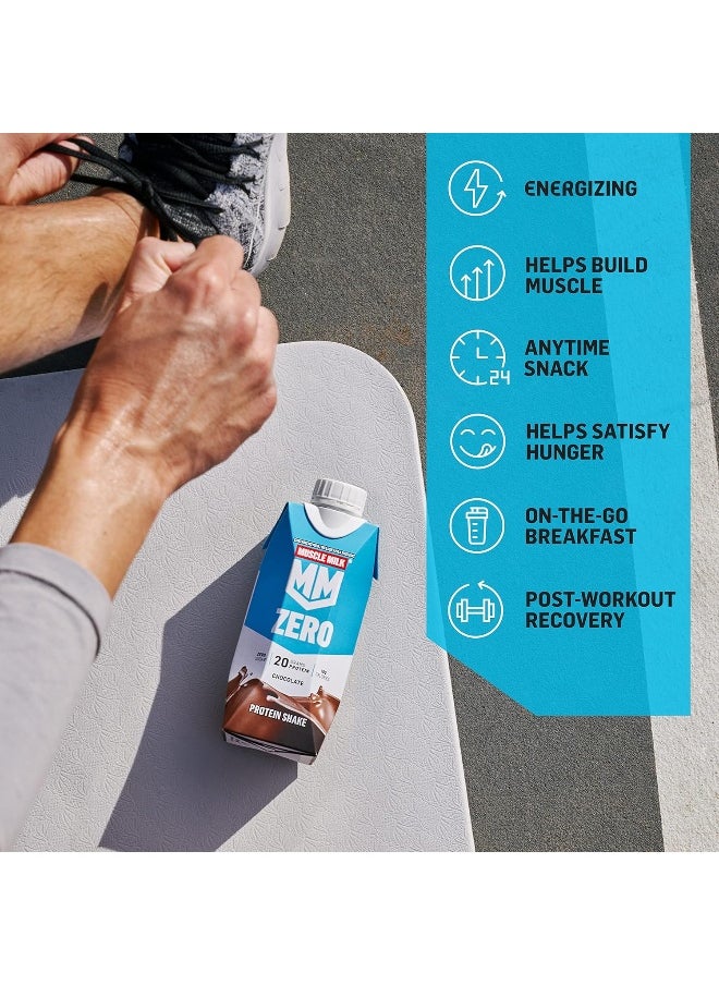 Zero Protein Shake, Chocolate, 11.2 Fl Oz (Pack Of 12), 20G Protein, Zero Sugar, 100 Calories, Calcium, Vitamins A, C & D, 4G Fiber, Energizing Snack, Workout Recovery, Packaging May Vary