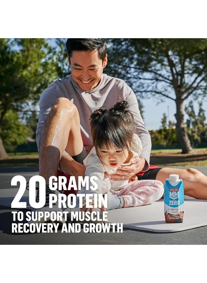 Zero Protein Shake, Chocolate, 11.2 Fl Oz (Pack Of 12), 20G Protein, Zero Sugar, 100 Calories, Calcium, Vitamins A, C & D, 4G Fiber, Energizing Snack, Workout Recovery, Packaging May Vary