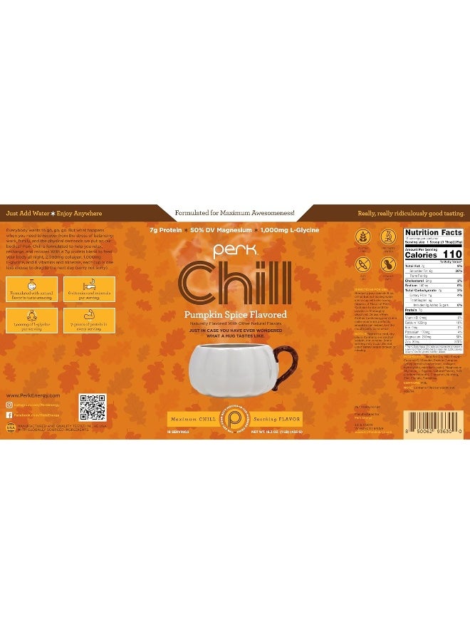 Perk Chill Pumpkin Spice Flavored Drink Mix (18 Servings) - Soothing Flavor