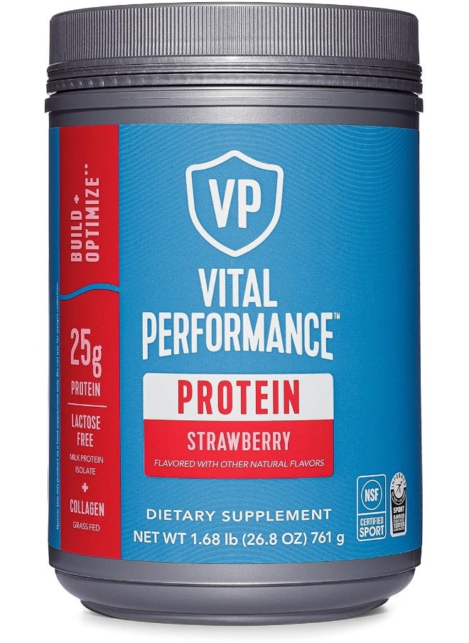 Performance Powder, 25G Lactose-Free Milk Isolate Casein & Whey Blend Powder With 10G Grass-Fed Collagen Peptides, 8G Eaas, 5G Bcaas, Gluten-Free - Strawberry, 1.68Lb