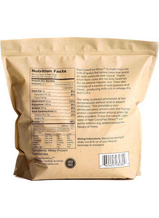100% Grass Fed - Happy Healthy Cows, Cold Processed Undenatured Protein Powder, Gmo-Free + Rbgh Free + Soy Free + Gluten Free, Unflavored, Unsweetened (5 Lb Bulk, 90 Serve)