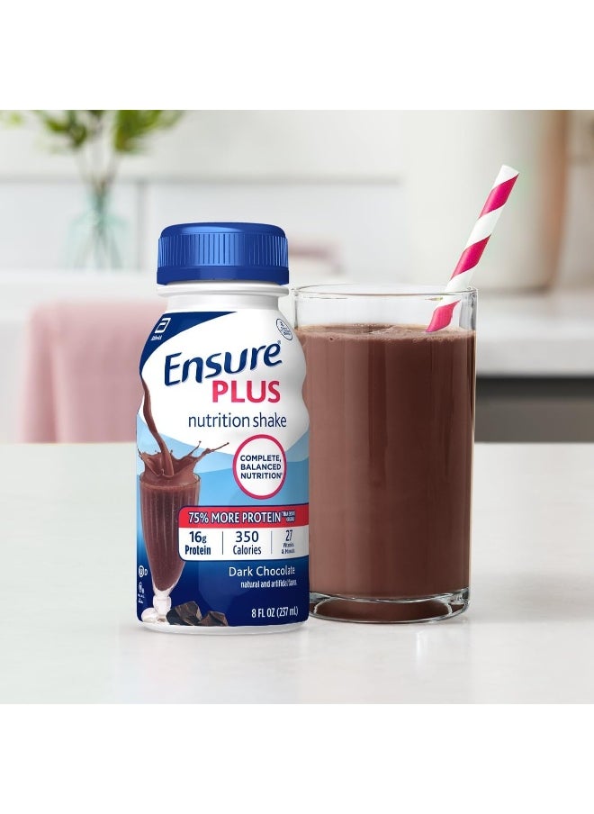 Plus Nutrition Shake, 24 Count, With 16 Grams Of Protein, Meal Replacement Shakes, 8 Fl Oz (Pack Of 24), Rich Dark Chocolate, 192 Fl Oz