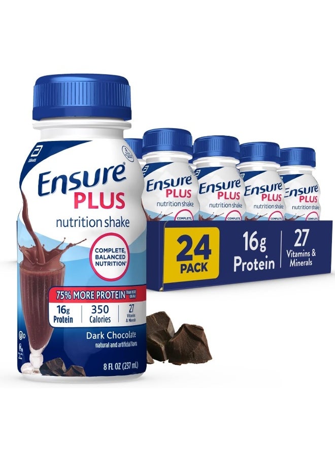 Plus Nutrition Shake, 24 Count, With 16 Grams Of Protein, Meal Replacement Shakes, 8 Fl Oz (Pack Of 24), Rich Dark Chocolate, 192 Fl Oz
