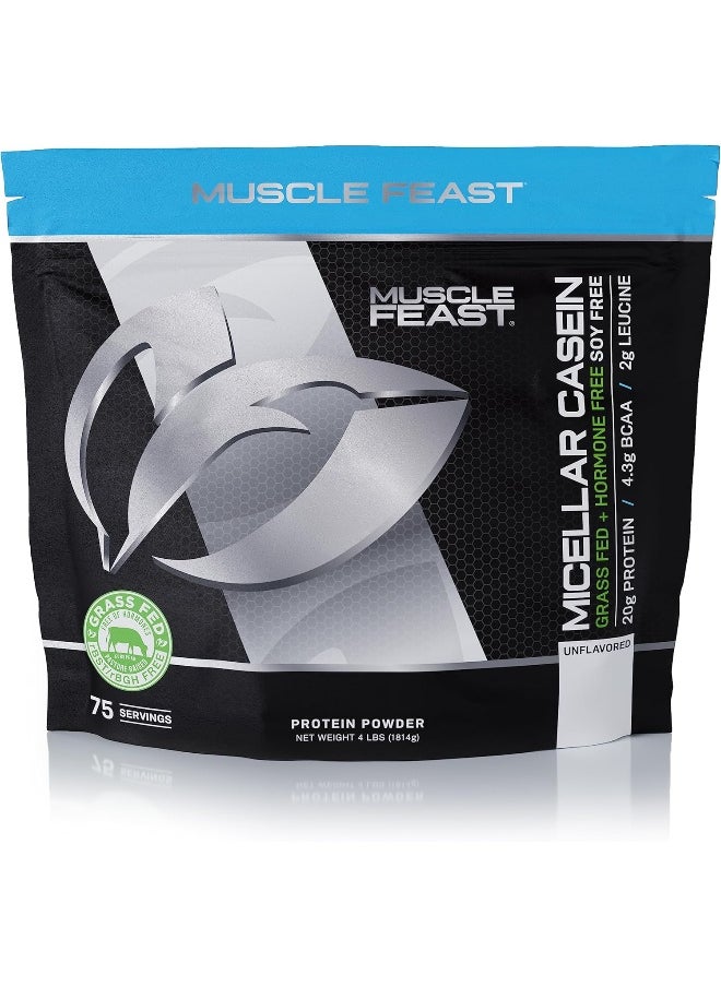 Micellar Casein Protein, All Natural Pasture Raised Hormone Free Soy Free, Unflavored, 4Lb