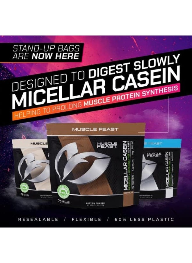Micellar Casein Protein, All Natural Pasture Raised Hormone Free Soy Free, Unflavored, 4Lb