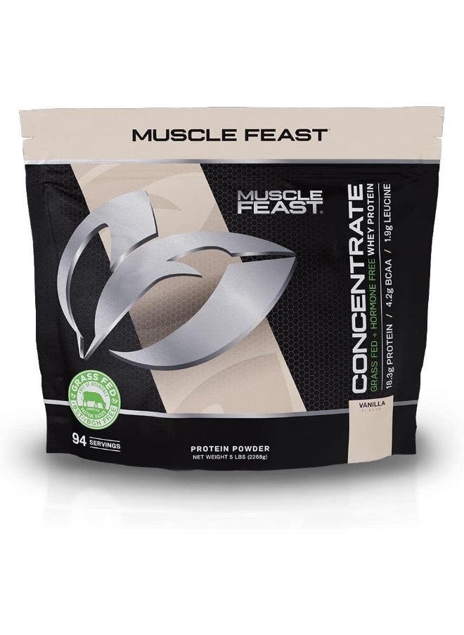 Grass-Fed Whey Protein Concentrate Powder, Vanilla, 5Lb (94 Servings)