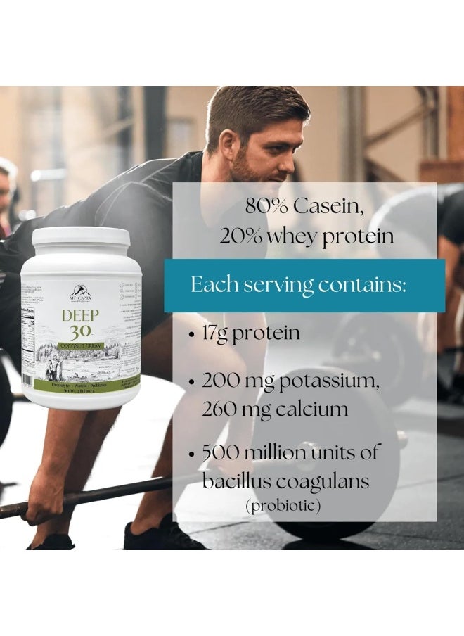 Mt. Capra Since 1928 Deep-30 Meal Replacement Shake, Goat Protein Powder With Grass Fed Whey Protein And Casein Protein, Minerals And Bc-30 Probiotics, Coconut Dream Flavour - 0.9Kg