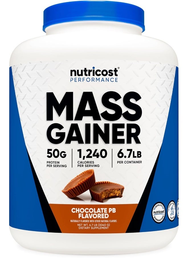 Nutricost Mass Gainer (Chocolate Peanut Butter Flavor, 6.7 LBS) 50 Grams of Protein Per Serving - Non-GMO