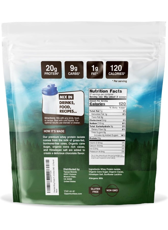 Grass Fed Chocolate Whey Protein Isolate Powder