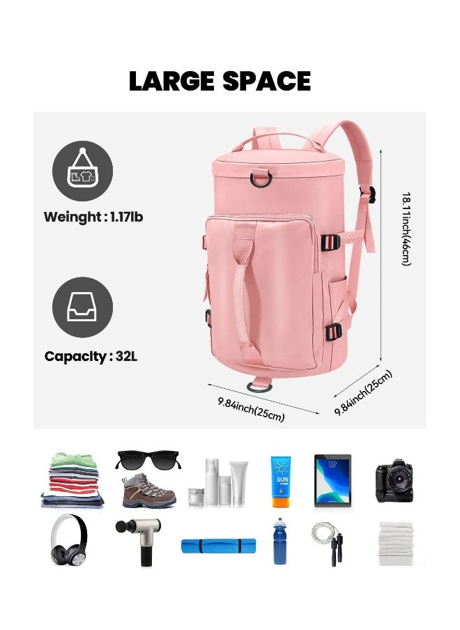 Multifunctional Gym Duffle Bag with Shoe Compartment for Men and Women Dry and Wet Separation Ideal for Travel and Weekend Getaways Pink