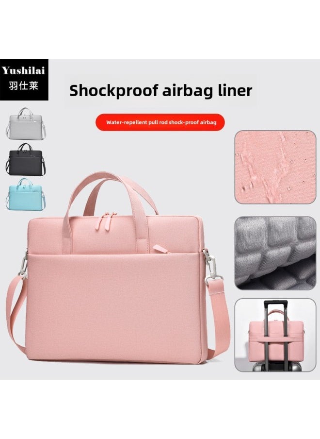 Logo Computer Bag 15.6 Inch Airbag Portable Notebook Solid Color Business Commuter Shoulder Messenger Bag Wholesale-Color:Gray Air Cushion Style-Size:15-16inch