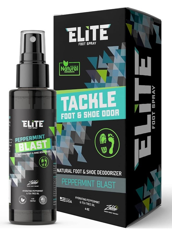 Shoe Deodorizer - 4 Oz Foot Spray And Shoe Odor Eliminator - No More Smelly Shoes Or Stinky Feet With Our Peppermint Shoe Freshener - Small Gift For Men & Women