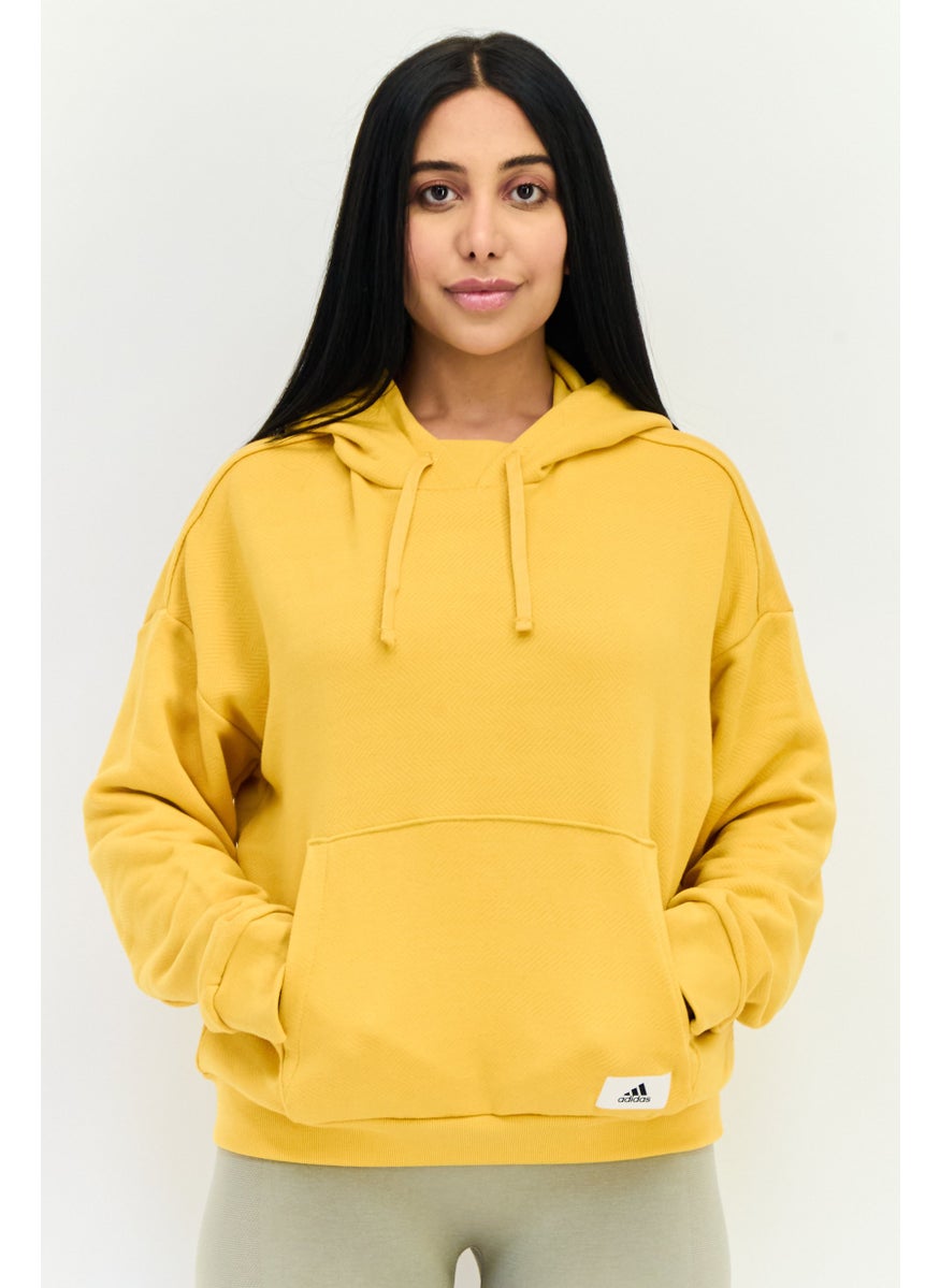 Women Sportswear Fit Long Sleeves Outdoor Sweatshirt, Mustard