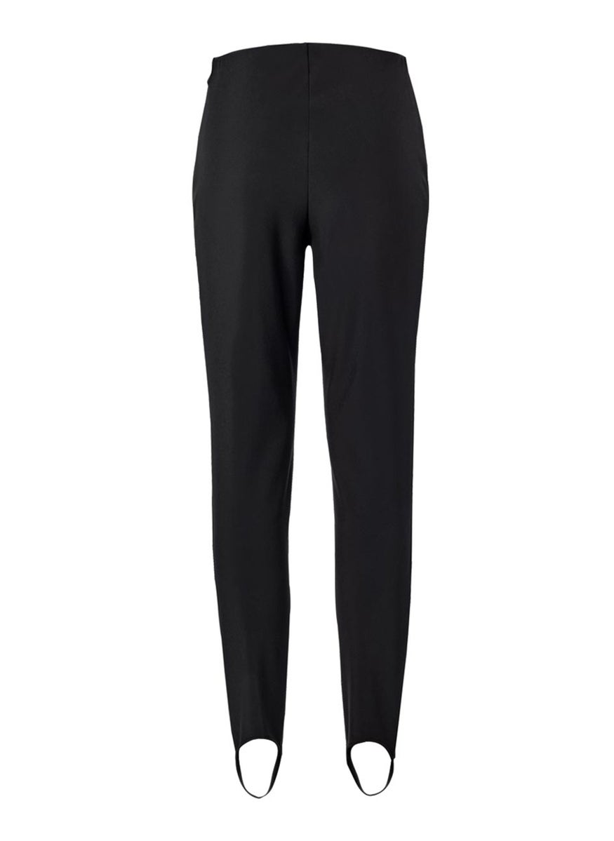 Women Regular Fit Solid Straight Leg Pants, Black