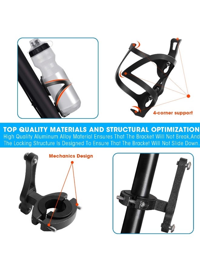 Bike Cup Holder, Bicycle 2-in-1 Bottle Bracket Aluminum Alloy Water Bottle Cage Universal Rotation Cup Drink Holders for Bike