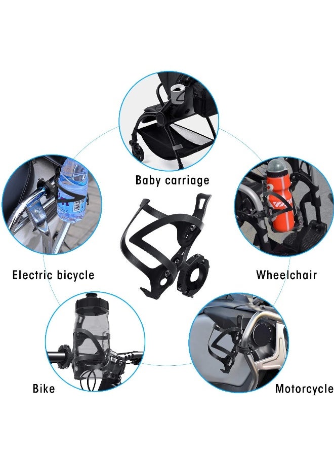 Bike Cup Holder, Bicycle 2-in-1 Bottle Bracket Aluminum Alloy Water Bottle Cage Universal Rotation Cup Drink Holders for Bike