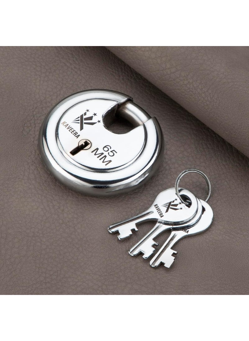 Disc Lock for Storage Unit 23465mm Stainless Steel Keyed Padlock with Keys Outdoor Waterproof Storage Lock for Storage Locker Shed Gate Fence Heavy Duty Discus Keyed Pad Lock