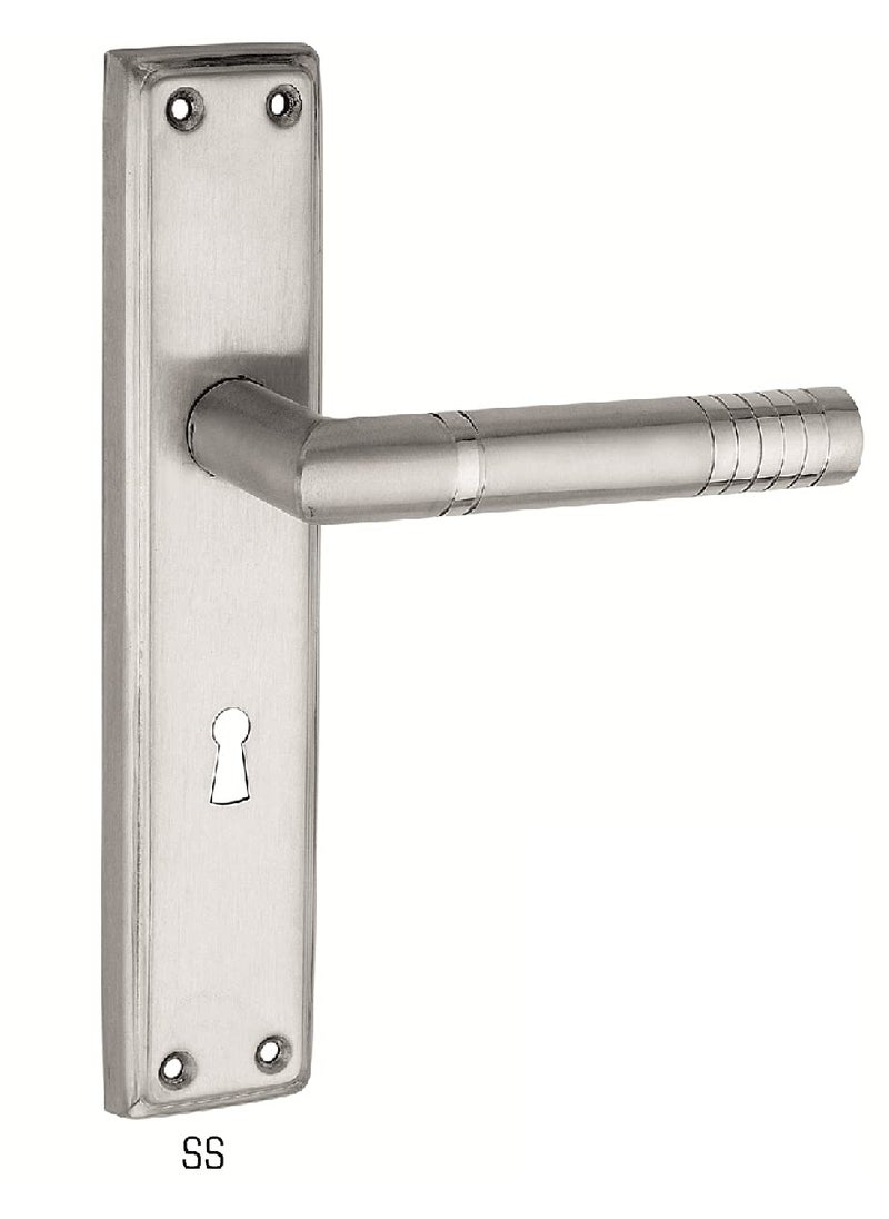 Chitra Stainless Steel 304 Grade CSS1001KY Mortise Door Handle Lock Set with Double Stage Lock and 3 Keys 8 Inch Silver