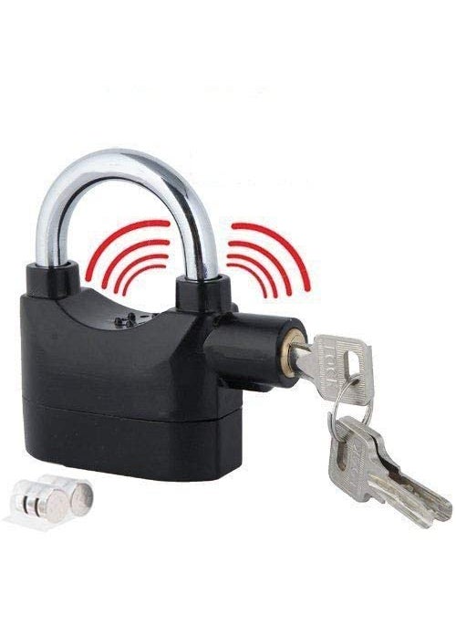 Brajin Steel Alarm Lock high Security Design Sensor Heavy Duty Siren Alarm Padlock for Home Office Bikes ColorBlack