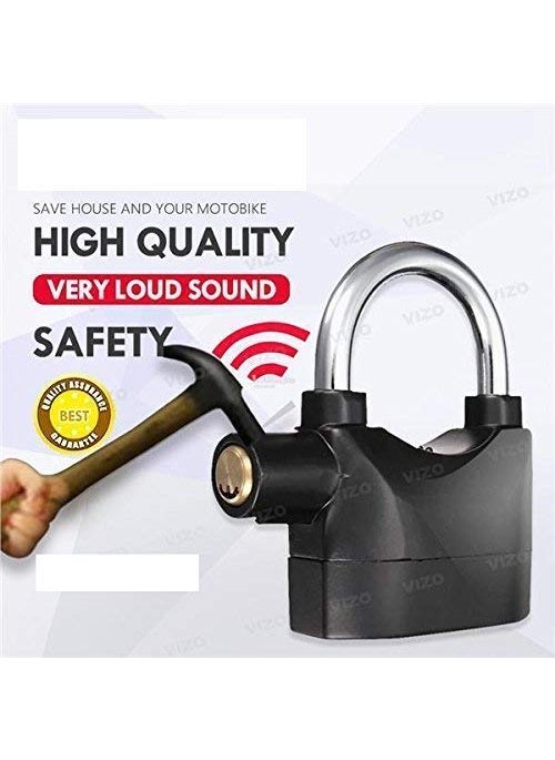 Brajin Steel Alarm Lock high Security Design Sensor Heavy Duty Siren Alarm Padlock for Home Office Bikes ColorBlack