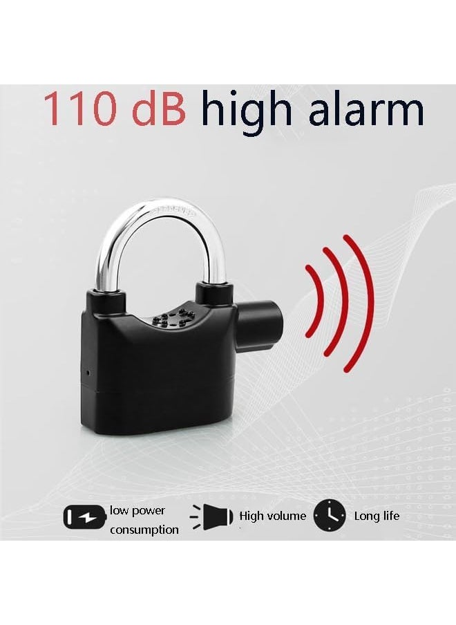 Vaxtore Security Padlock Door Security Alarm Lock for Home Safety Bicycle Motorbike Waterproof AntiTheft Motion Detection Siren 110DBA Heavy Duty Shackle Lock with 3 Keys MultiPurpose
