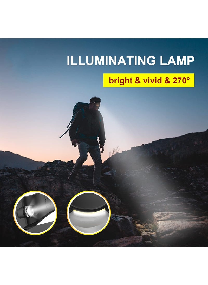 LED Headlamp 2Pack Rechargeable Head Lamp Flashlight with Motion Sensor 270 Illumination Wide Beam COBXPE LED 5 Modes Lightweight Waterproof Head Light for Outdoor RunningCampingHikingCycling