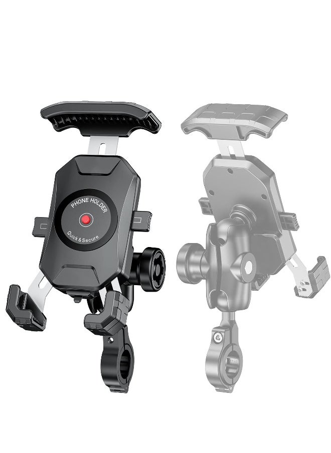 Anti-Theft Motorcycle Phone Holder - Dual Socket Aluminum Ball Mount for 4.0-7.0