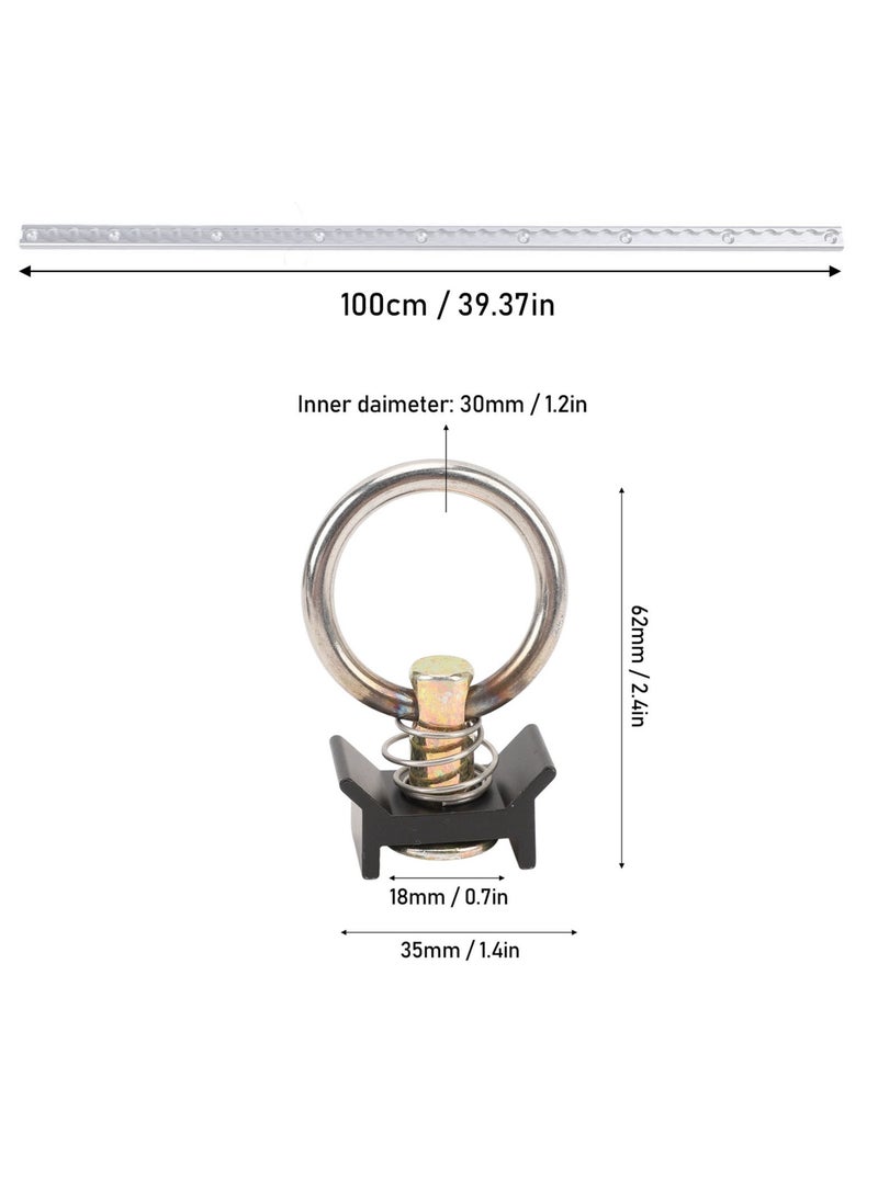 1 Pair Aluminum L Track Rail 100cm Cargo Securing Lashing Rail L Track Tie Down System Kit with Round Stud Fittings