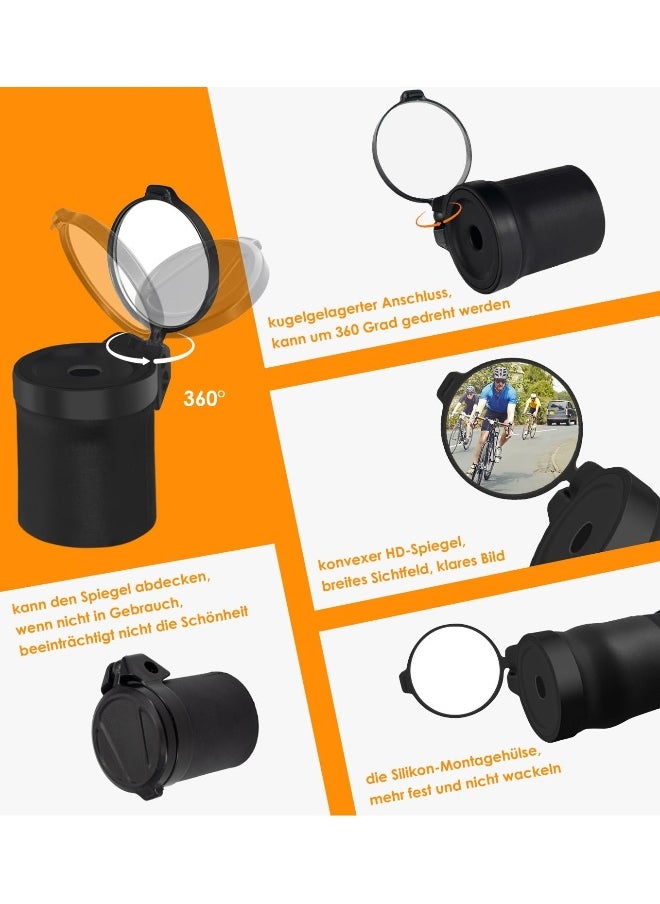 Universal Foldable Bicycle Handlebar Mirror with 360 Degree Rotation for Road Bikes - Compact Rear View Cycling Accessory
