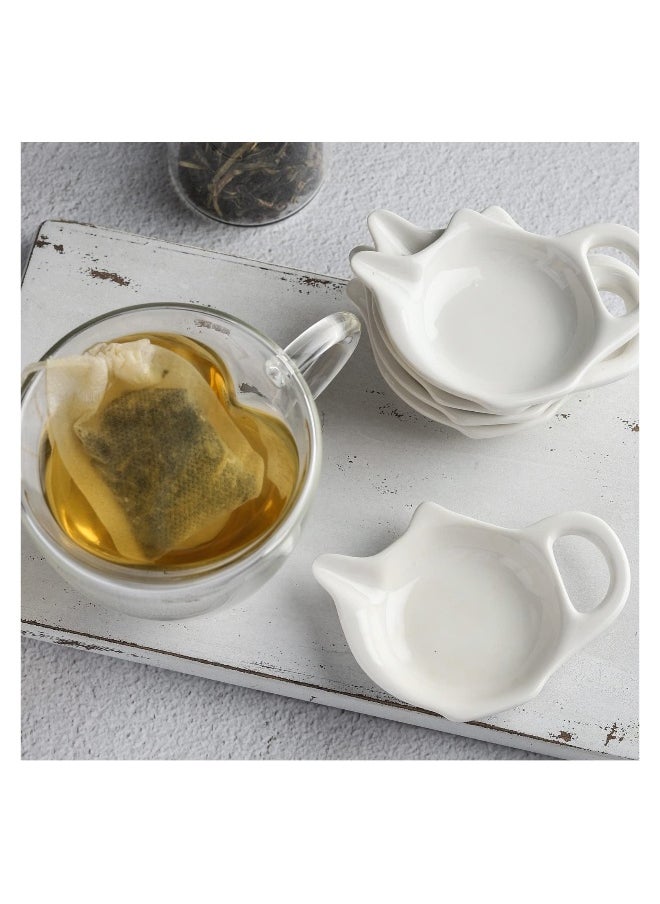 SYOSI 5 Pcs Tea Bag Holder for Used Tea Bag, Teapot Shaped Tea Bag Coasters, Keep Your Tea Time Tidy and Organized with Tea Bag Saucers