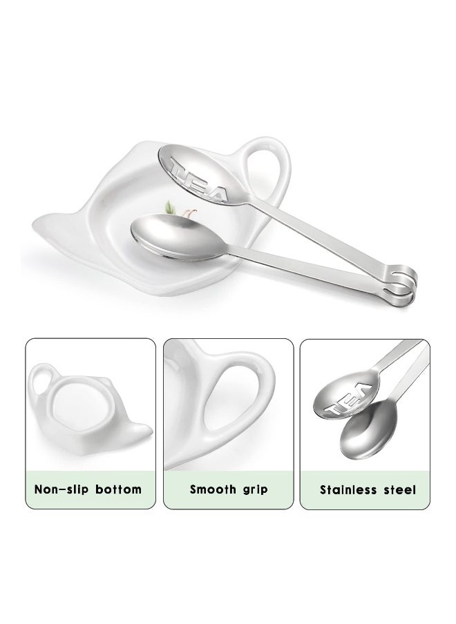 SYOSI 5 Pcs Tea Bag Holder for Used Tea Bag, Teapot Shaped Tea Bag Coasters, Keep Your Tea Time Tidy and Organized with Tea Bag Saucers