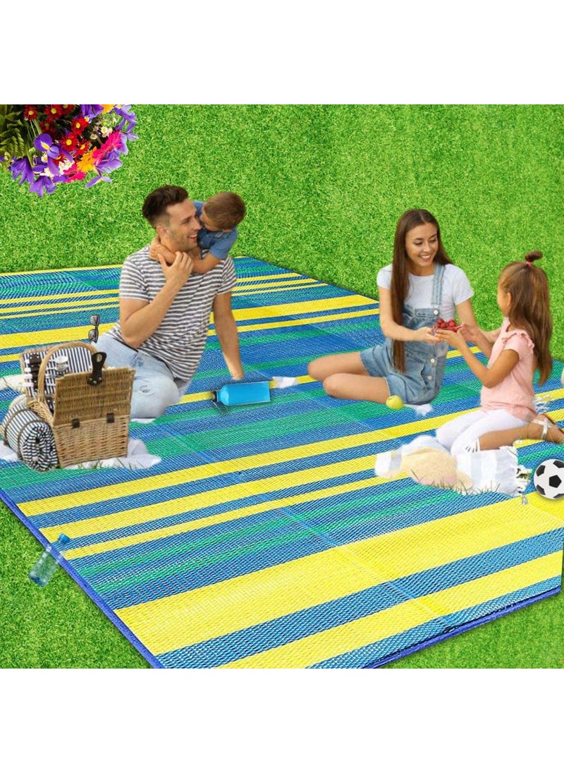 NOVAK DECORS Polypropylene Handy Reversible Sleeping Mat With Strap Foldable Waterproof Sandproof Chatai Mats 6X9 Big Size Extra Large Perfect For Picnics Park Camping Multicolour Rectangular