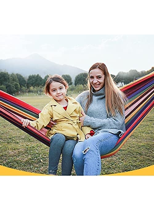 COSKIRA Camping Hammock Outdoor Garden Camping Outdoor Portable Hammock Thickened Widened Suitable Tourism Beach Balcony Rope Hammock Bearing