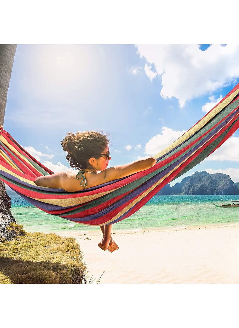 COSKIRA Camping Hammock Outdoor Garden Camping Outdoor Portable Hammock Thickened Widened Suitable Tourism Beach Balcony Rope Hammock Bearing