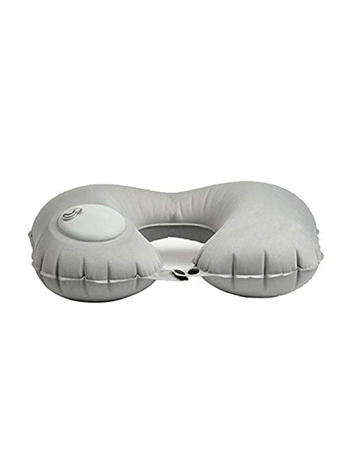 HEBEZON Automatic Push Button Inflatable Type Comfortable Travel Backpack Pillow UShaped Air Pillow for Outdoor Travelling and Picnic Neck Rest Pillow Velvet Neck Pillow Finger Grey