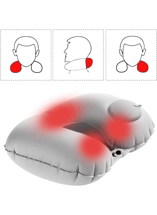 QURAX Automatic Push Button Inflatable Type Comfortable Travel Backpack Pillow UShaped Air Pillow for Outdoor Travelling and Picnic Neck Pillow Velvet Neck Pillow Finger Pack of 1