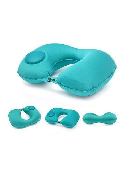 QURAX Automatic Push Button Inflatable Type Comfortable Travel Backpack Pillow UShaped Air Pillow for Outdoor Travelling and Picnic Neck Pillow Velvet Neck Pillow Finger Pack of 1
