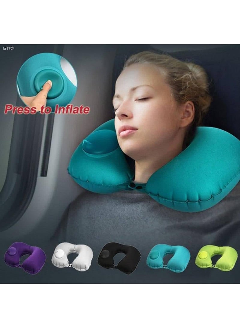 QURAX Automatic Push Button Inflatable Type Comfortable Travel Backpack Pillow UShaped Air Pillow for Outdoor Travelling and Picnic Neck Pillow Velvet Neck Pillow Finger Pack of 1
