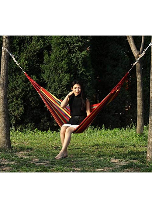 Luxafare Outdoor Beach Garden Camping Canvas Fabric Portable Curved Strip Ultralight Hammocks2 Person