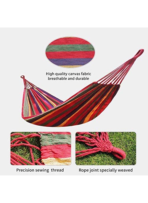 Luxafare Outdoor Beach Garden Camping Canvas Fabric Portable Curved Strip Ultralight Hammocks2 Person