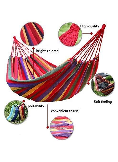 Luxafare Outdoor Beach Garden Camping Canvas Fabric Portable Curved Strip Ultralight Hammocks2 Person