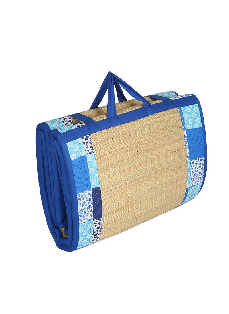 KALA DARSHAN CRAFTS BAZAAR Foldable Mat Korai River Grass Chatai 121 X 198 cm Product Magic with 30MM Soft Foam Comfert Mattress