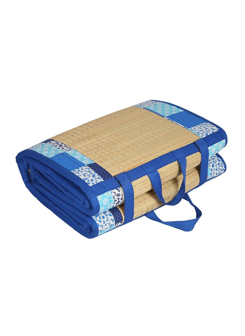 KALA DARSHAN CRAFTS BAZAAR Foldable Mat Korai River Grass Chatai 121 X 198 cm Product Magic with 30MM Soft Foam Comfert Mattress