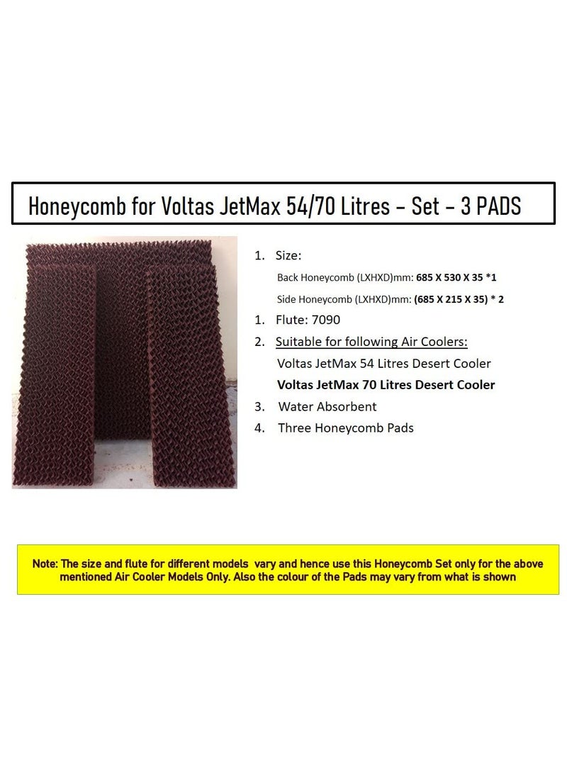 HAVAI Honeycomb Pad Set of 3 for Voltas Jetmax 54 Litre Desert Cooler