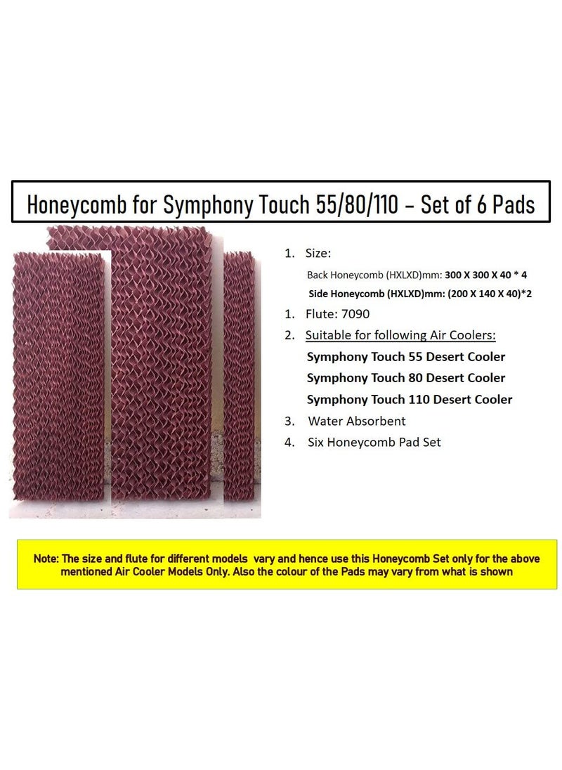 HAVAI Honeycomb Pad Set of 6 for Symphony Touch 80 Litre Desert Cooler