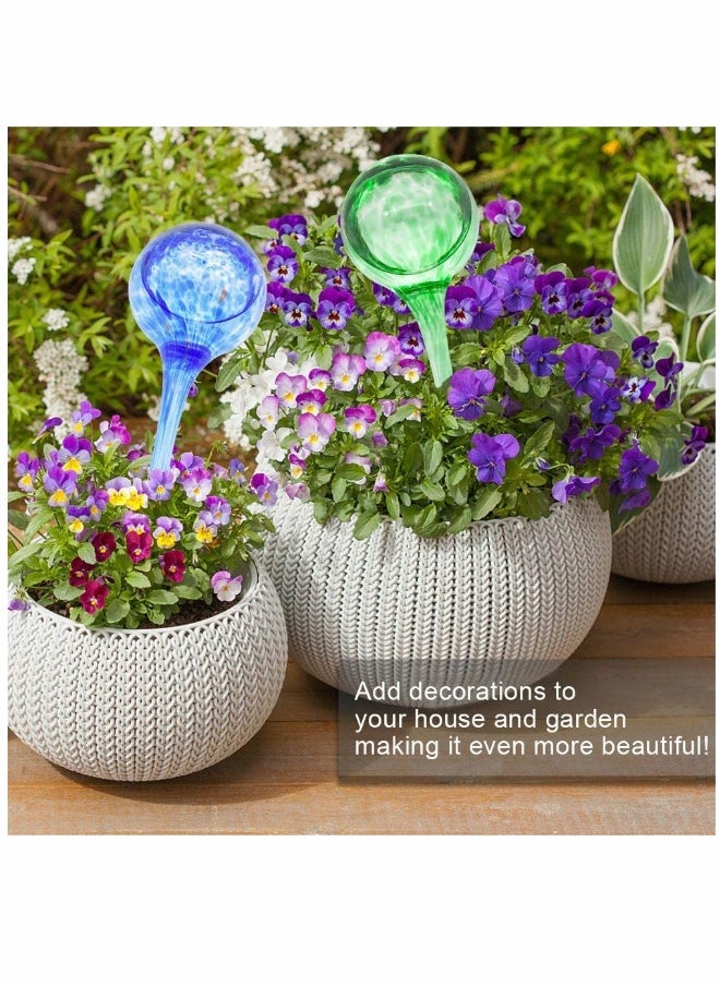 Indoor Plant Watering, Globes Automatic Self Water, Bulbs Aqua Water, Globe Irrigation Device Decorative, Hand-Blown Glass (Green + Blue)