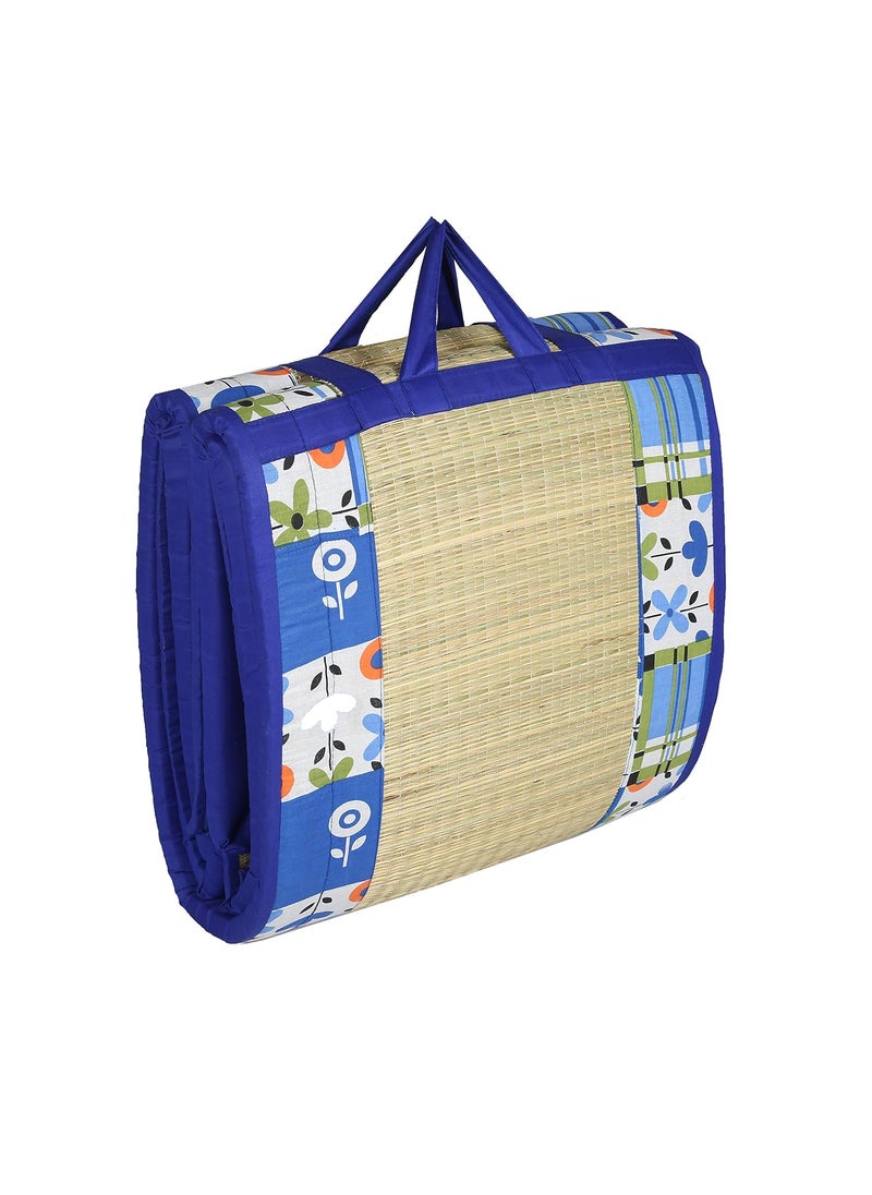 KALA DARSHAN CRAFTS BAZAAR Foldable Mat Korai River Grass Chatai 91 X 198 cm Product Magic with 30MM Soft Foam Comfert Mattress