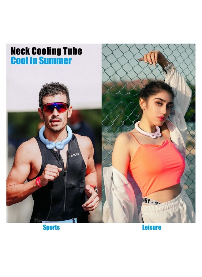 Neck Cooling Tube, Wearable Cooling Neck Wraps, Relief for Hot Flashes and Summer Heat, Ice Cooling Neck Tube for Outdoor Indoor Hot Flashes, Reusable Neck Cooler (Blue)