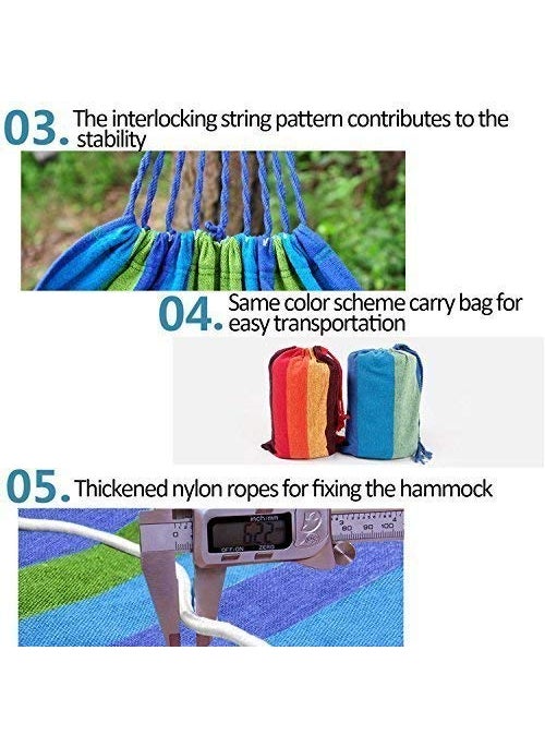 HomeFast Outdoor Picnic Garden Hammock Hang Bed Portable Travel Camping Swing Canvas Stripe Hang Bed