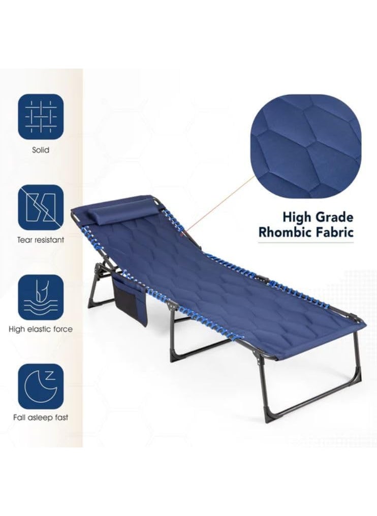 Glaceon Sun Lounger Padded Folding Bed Sun with Roof Garden Lounger Foldable Sun 5 Levels Adjustable Backrest Ergonomic Portable Metal for Garden Beach GL04